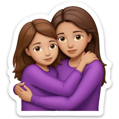 Hispanic mother and daughter brown hair hugging sticker