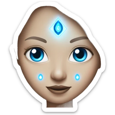 magical diva with thin pink andromedan skin long hair and blue eyes glowing third eye sticker