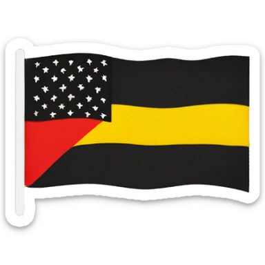 Flag with half rectangle black on top and red on bottom, have medium size yellow circle in the middle sticker