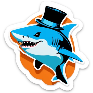 Shark with a top hat sticker