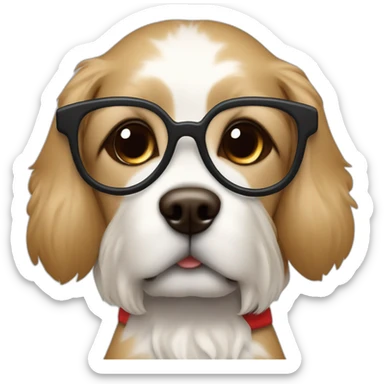 pocket pointer dog with santa claus cloth, acommpanied by a male with glasses and blond hair and a woman with brown long hair sticker