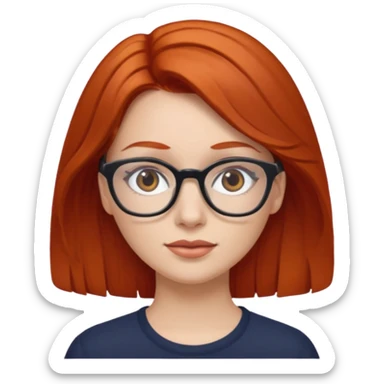 Mujer blanca pelirroja ojos marrones y gafas sticker