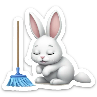 Sleepy bunny cleaning sticker