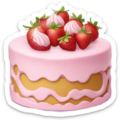 Pink strawberries and cream birthday cake  sticker