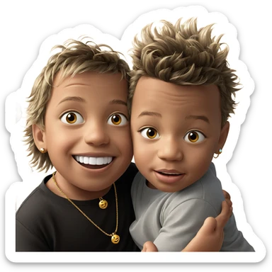 happy boys with jewelry sticker