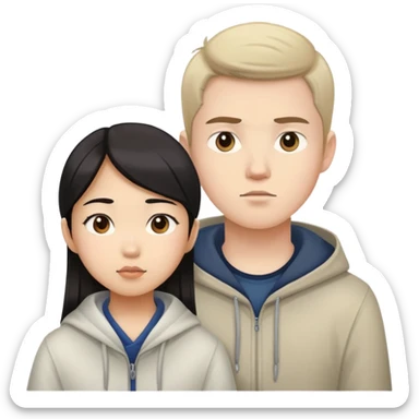 Asian girl and white boy making love sfw sticker