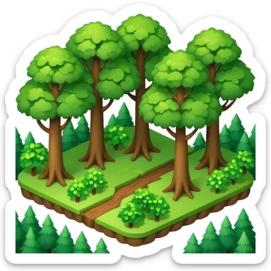 Isometric view, forest, scattered trees sticker