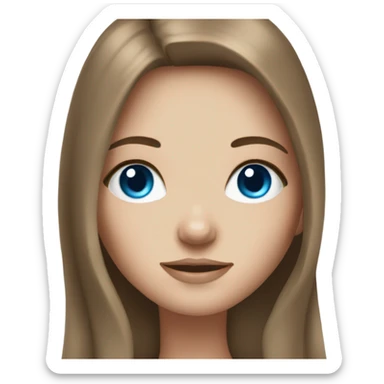 White girl with long brown hair and blue eyes sticker