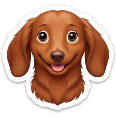Realistic Red brown long haired dachshund looking happy sticker