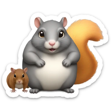 fat rat and fat squirrel next to eachother sticker