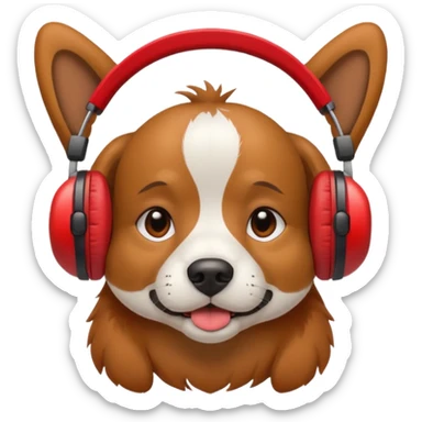 dog wearing red headphones sticker