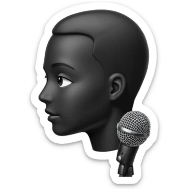 head silhouette speaking into a microphone sticker