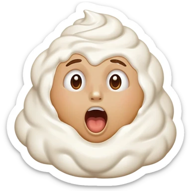 face with whipped cream on cheeks and nose, mouth open in surprise sticker