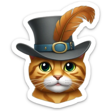 puss in boots wearing a hat with feather and boots sticker