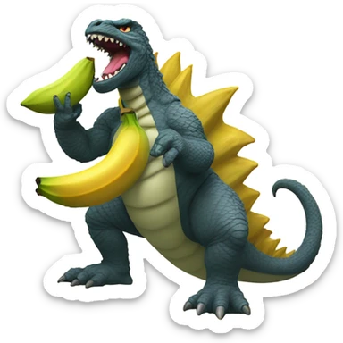 Godzilla eating a banana sticker