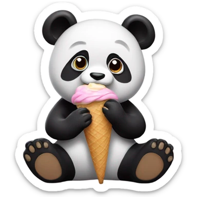 Panda eating ice cream sticker