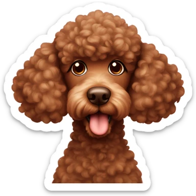 Brown poodle with lots of hearts and a cute face sticker
