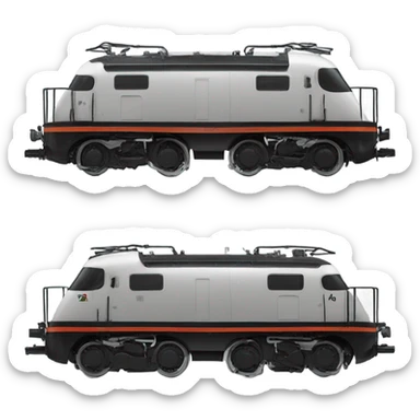 A electric locomotive was with black oval eyes  sticker