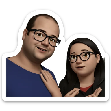 girl and boy with glasses sticker