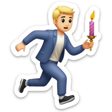 guy running away with pips and candles trading  sticker