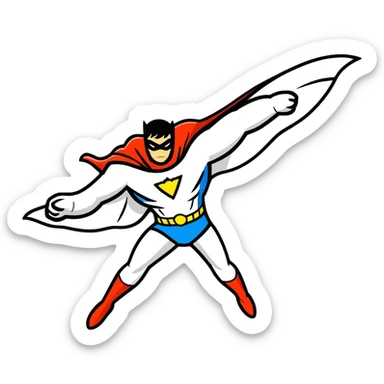 superhero flying sticker