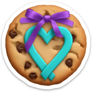 Cookie heart with purple teal awareness ribbon loop sticker