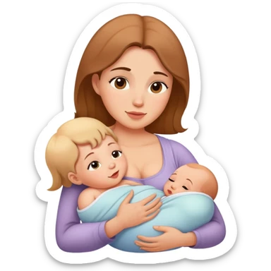 Mother tenderly breastfeeding baby, maternal bond sticker