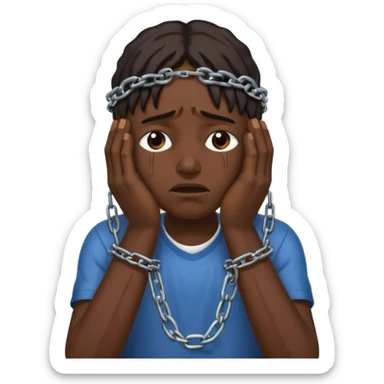 slavery chained hands and head, weeping sticker