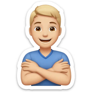 Arms cross around neck laughing sticker
