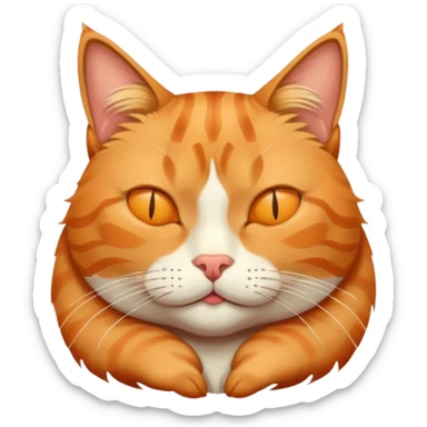 Orange Tabby Cat squinted half closed eyes sticker