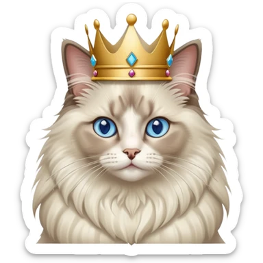 A ragdoll cat with a crown on sticker