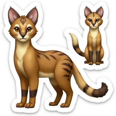 shiny glorious divine exotic cool beautiful realistic Meloetta-caracal-civet-sergal-oncilla-animal-Fakémon-hybrid-fursona (full body) sticker