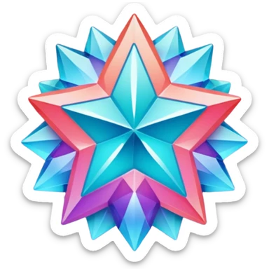
Star color in in gradient of turquoise, blue, pink, purple, and coral crystal texture sticker
