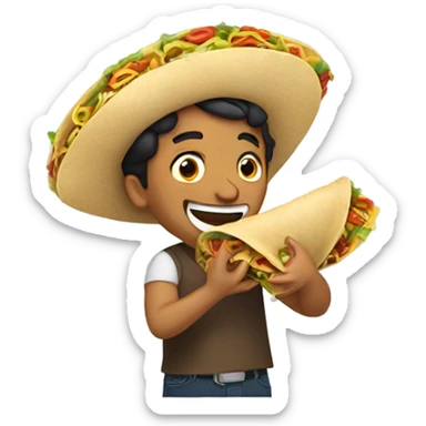 Mexican eating a taco sticker