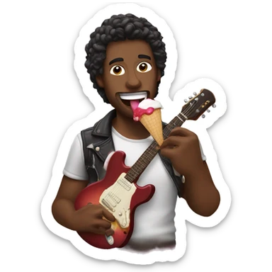 Guitarist eating icecream  sticker