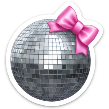 Disco ball with pink bow sticker