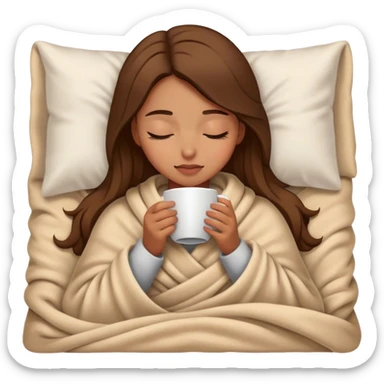 girl inside a blanket sipping coffee eyes closed sticker