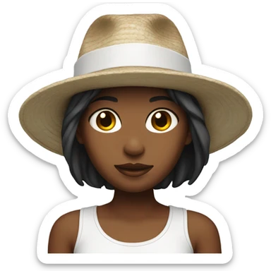 girl with white boat hat with black brim sticker