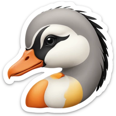 goose facing forward that is emo with swoop of bangs over one eye sticker