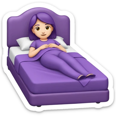 emoji de cama de valoracion de fisioterapia color morado  sticker