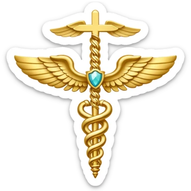 golden caduceus sticker