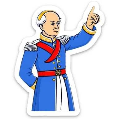 Peter I of Russia in imperial clothing pointing commandingly to the right sticker