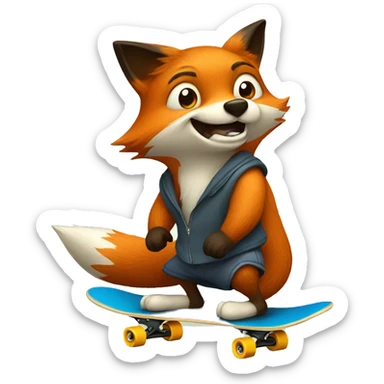 A fox riding a skateboard  sticker