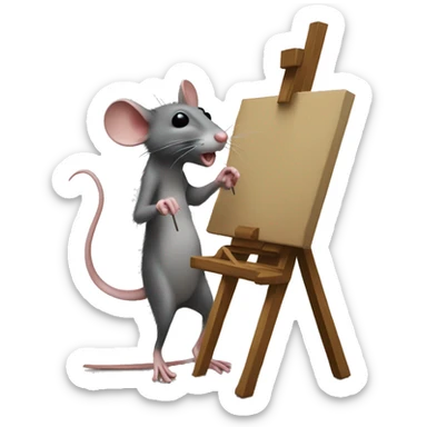 yugy rat painter easel painting a paintings sticker