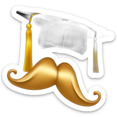 tan guy mustache with graduation cap with gold tassel sticker