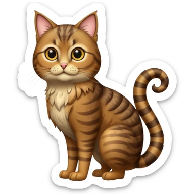 A animal with a Owl body brown tabby cat head and tail full body sticker