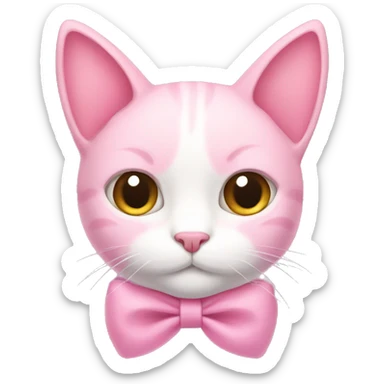 Pink cat with a white bow sticker
