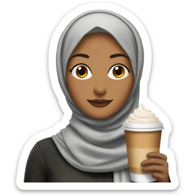 Hijabi with a latte art and a book sticker