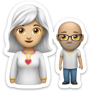 O fata care tine o gaina alba in brate fata alba cu rochie roz sticker