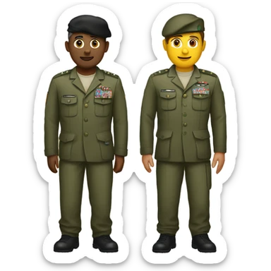 4 army people standing next to eachother sticker
